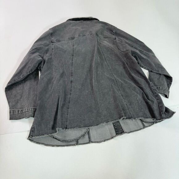 LOGO by Lori Goldstein Jacket Womens 30W Black Long-Sleeve Collar Denim Y2K - Picture 7 of 8